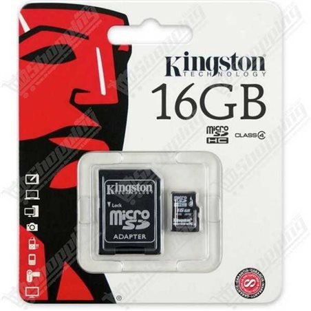 Carte mémoire MicroSDHC Kingston 16 Go Classe 4 avec adaptateur SD