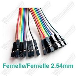 10xJumper Cable DuPont qualité femelle/femelle 10cm 2.54mm
