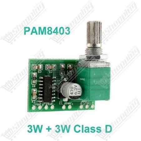 Mini amplificateur audio stéréo PAM8403 2x3W avec potentiomètre