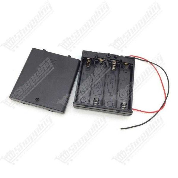 Support de piles 4xAA avec couvercle et interrupteur