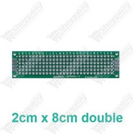 Plaque d'essai pastillée double face 2x8cm 2.54mm PCB