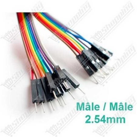 Lot de 10 câbles Dupont mâle-mâle 20cm 2.54mm